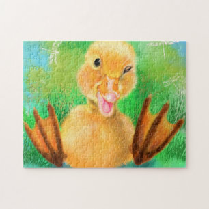Happy Funny Yellow Duck Playful Wink - Zeichnend
