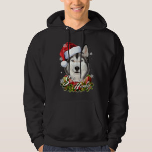 Happy Furry White Siberian Husky Dog Weihnachten Hoodie