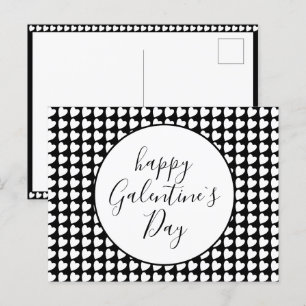 Happy Galentine Day Schwarz-weiß Heart Pattern Feiertagspostkarte