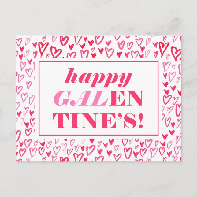 Happy Galentine | Wasserfarbenherzen Postkarte (Vorderseite)