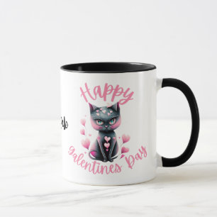 Happy Galentines Day Black and Pink Cat Tasse