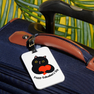 Happy Galentine's Day Black Kitten gibt ein Herz Gepäckanhänger