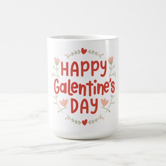 Happy Galentines Day - Blumendesign Kaffeetasse (Mittel)