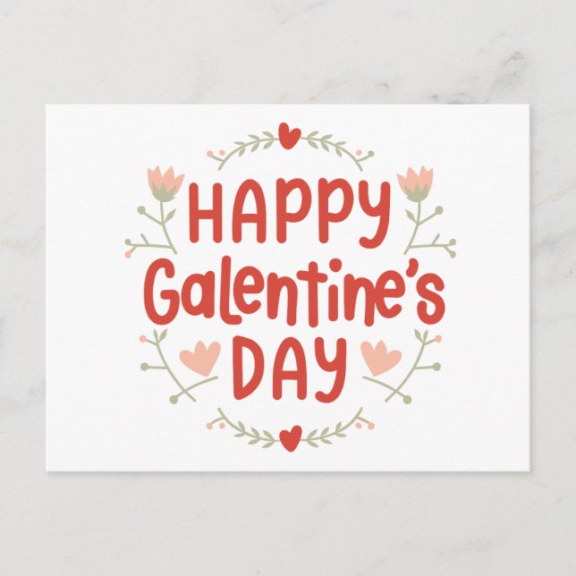 Happy Galentines Day - Blumendesign Postkarte (Vorderseite)