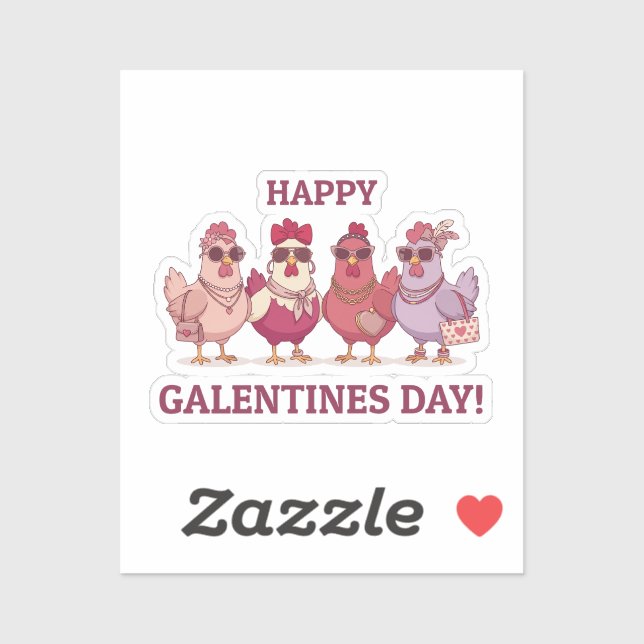 Happy Galentines Day Chicken Squad Cute Funny Hens Aufkleber (Blatt)