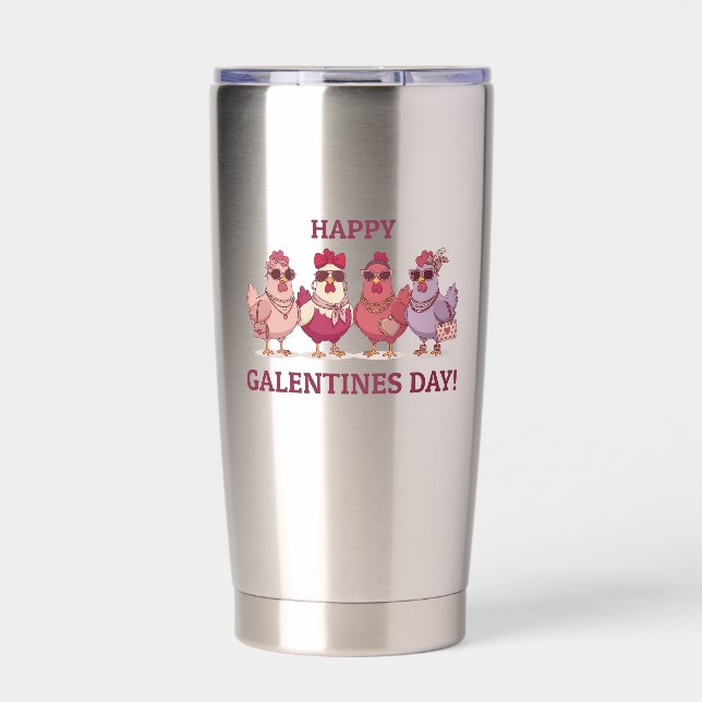 Happy Galentines Day Chicken Squad Cute Funny Hens Thermobecher (Vorderseite)
