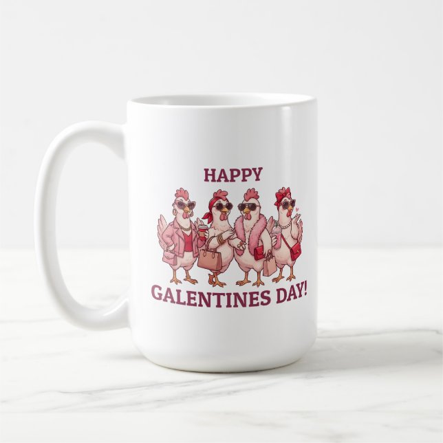 Happy Galentines Day Chicken Squad Funny Glam Hens Kaffeetasse (Links)