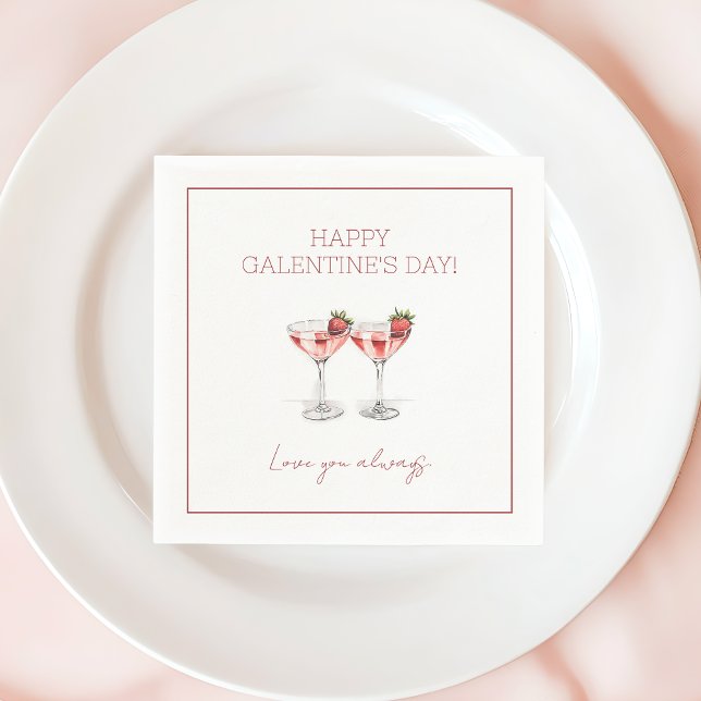 Happy Galentine's Day Cocktails Liebe Serviette (Happy Galentine's Day Cocktails Love You Always Napkins)
