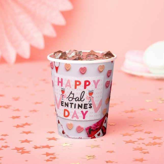 Happy Galentine's Day Food & Spirits Party Pappbecher (Insitu)