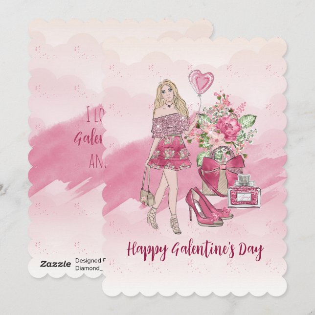 Happy Galentine's Day Frauen Designs Feiertagskarte (Vorne/Hinten)