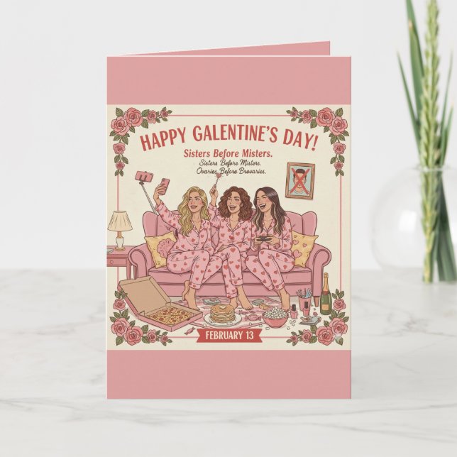 Happy Galentine's Day Greeting Card Karte (Vorderseite)