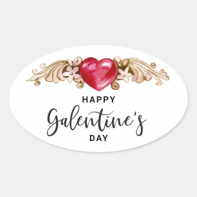 Happy Galentines Day Ovaler Aufkleber (Vorderseite)