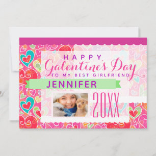 Happy Galentine's Day Pink Hearts Foto Feiertagskarte