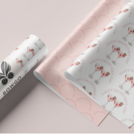Happy Galentine's Day Pink Strawberry Cocktail Geschenkpapier Set