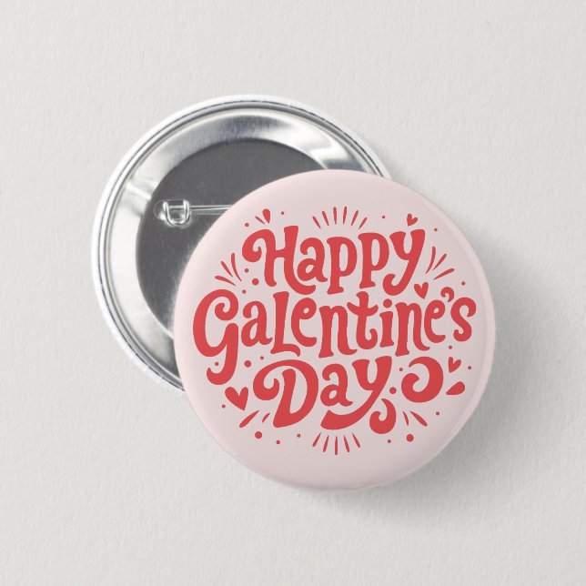 Happy Galentine's Day Retro Groovy 80er Button (Vorne & Hinten)