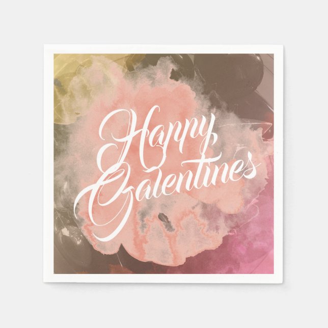 Happy Galentines mit Watercolor Splash Serviette (Vorderseite)