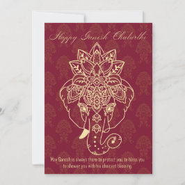 Happy Ganesh Chaturthi, eigener Text, bordeauxrot