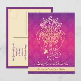 Happy Ganesh Chaturthi, eigener Text, lila Postkar Postkarte