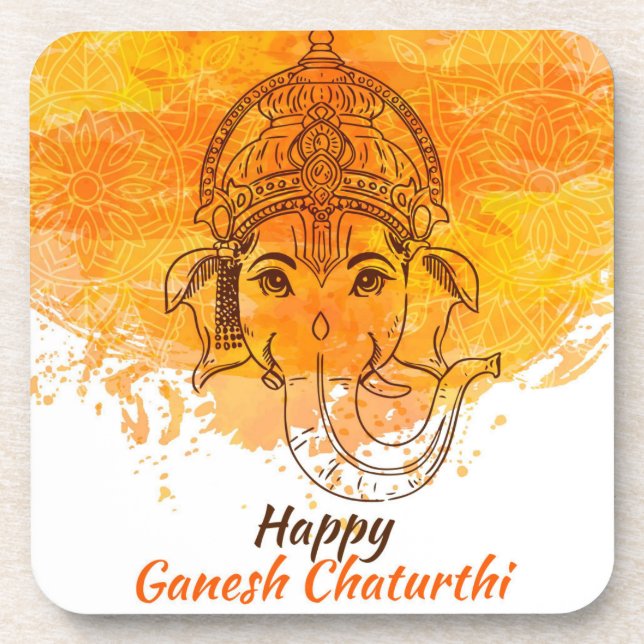 Happy Ganesh Chaturthi Getränkeuntersetzer (Vorderseite)