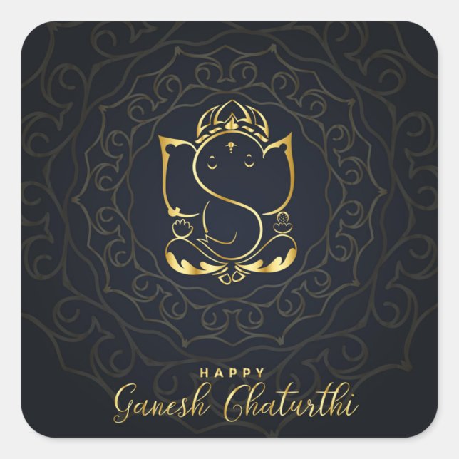 Happy Ganesh Chaturthi Quadratischer Aufkleber (Vorderseite)
