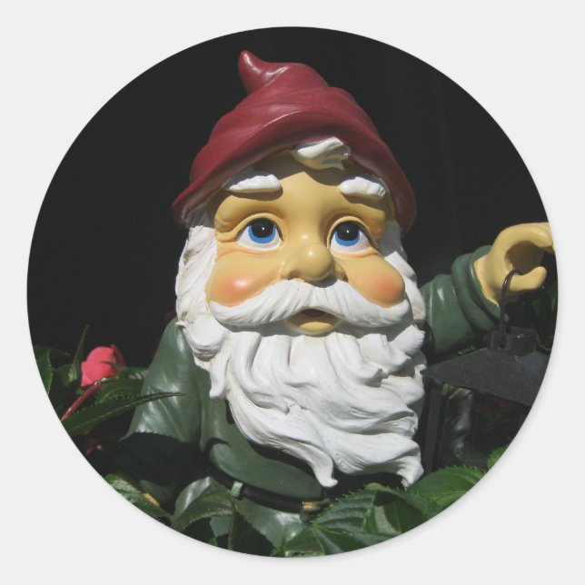 Happy Garden Gnome Runder Aufkleber (Vorderseite)