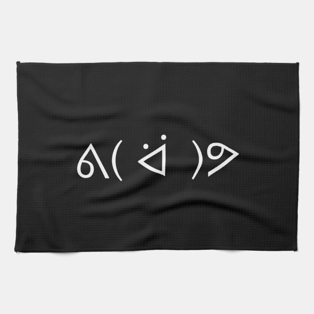 Happy Gary ᕕ( ᐛ )ᕗ Meme Emoticon Emoji Text Art Küchentuch (Horizontal)