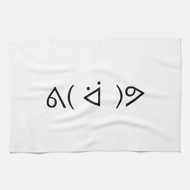 Happy Gary ᕕ( ᐛ )ᕗ Meme Emoticon Emoji Text Art Küchentuch (Horizontal)