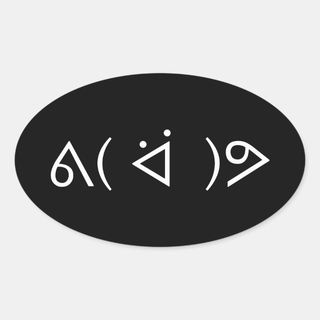 Happy Gary ᕕ( ᐛ )ᕗ Meme Emoticon Emoji Text Art Ovaler Aufkleber (Vorderseite)