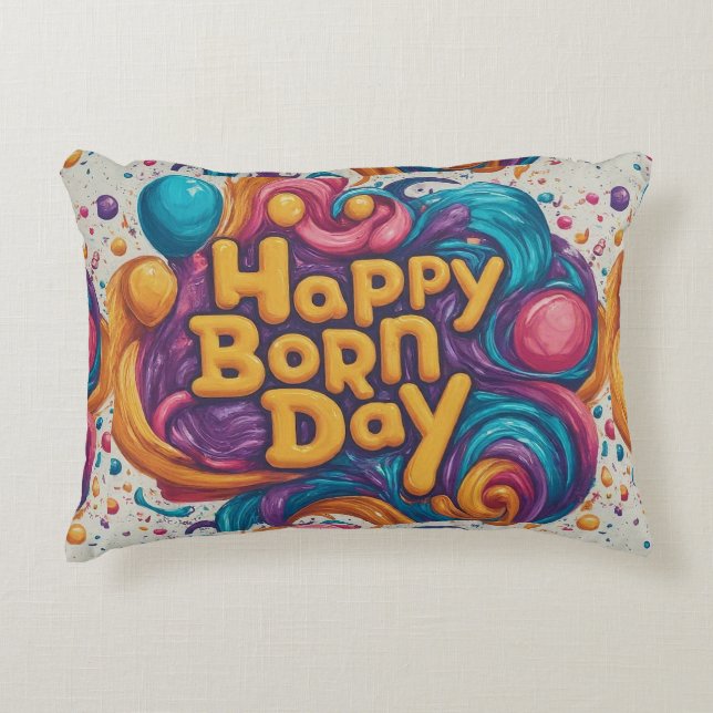 Happy Geboren Day Cake Dekokissen (Vorderseite)