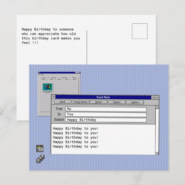 Happy Geburtstag Custom Windows 95 Computer Theme Postkarte (Vorne/Hinten)