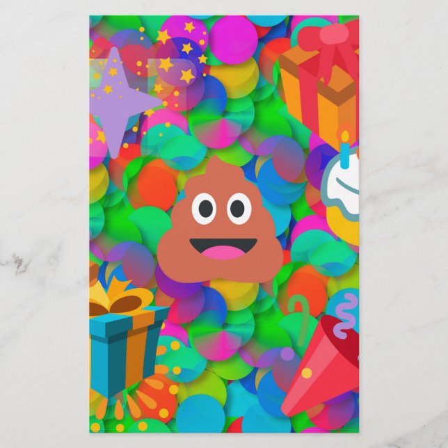 Happy Geburtstag gekackt Emoji Briefpapier (Vorderseite)