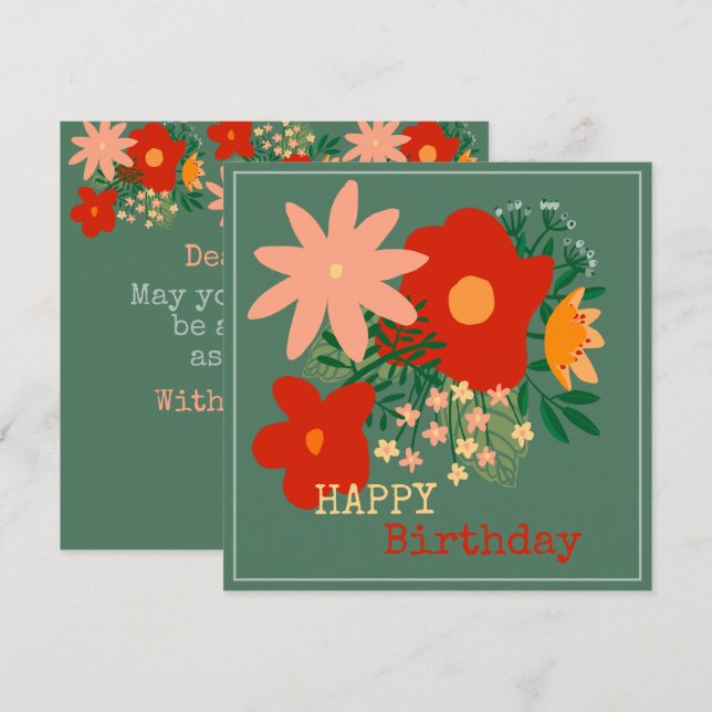 HAPPY Geburtstag Grußkarte Original geflohener Tur Einladung (Vorne/Hinten)