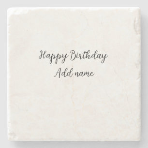 Happy Geburtstag hinzufügen Name Titel einfach min Steinuntersetzer