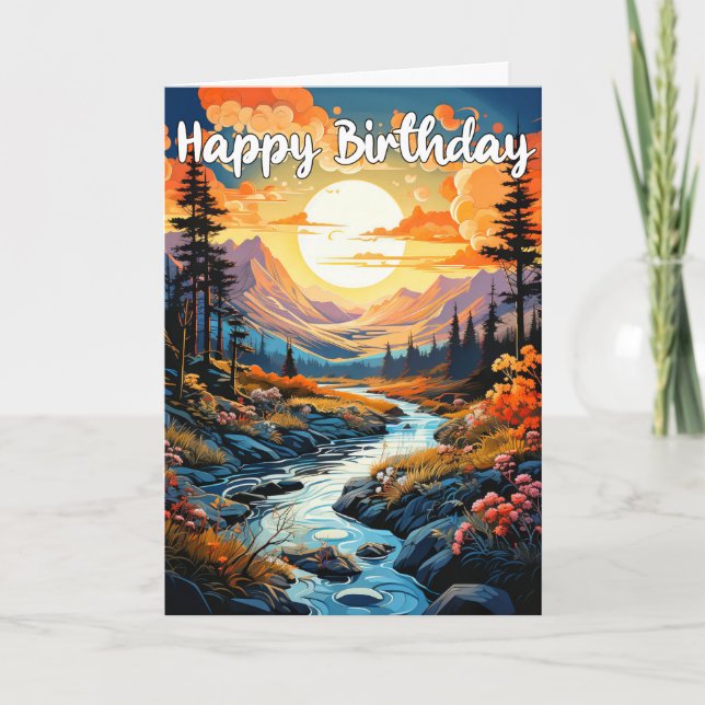 Happy Geburtstag Landschaftliche Außenlandschaft Karte (Vorderseite)