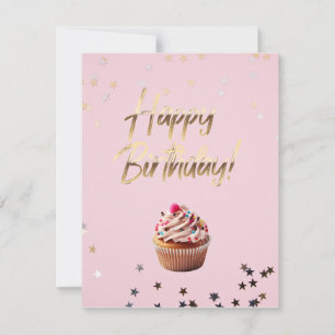 Happy Geburtstag rosa und goldenes Design Mitteilungskarte