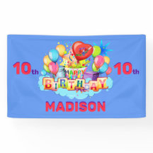 Happy Geburtstag Spaß Kinder Banner Name & Alter h
