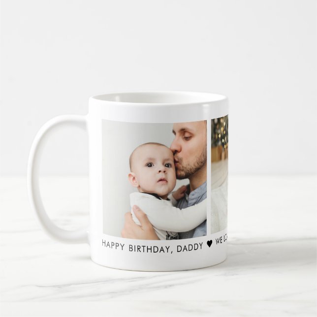 Happy Geburtstag Vater 3 Foto Personalisiert Kaffe Kaffeetasse (Links)