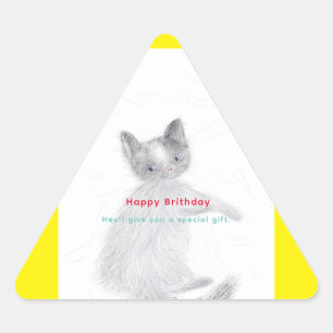 Happy Geburtstag von dir Cat Dreieckiger Aufkleber