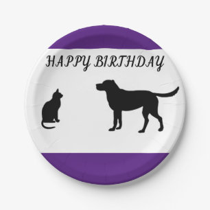 Happy Geburtstagkatze und Hunde Party Teller