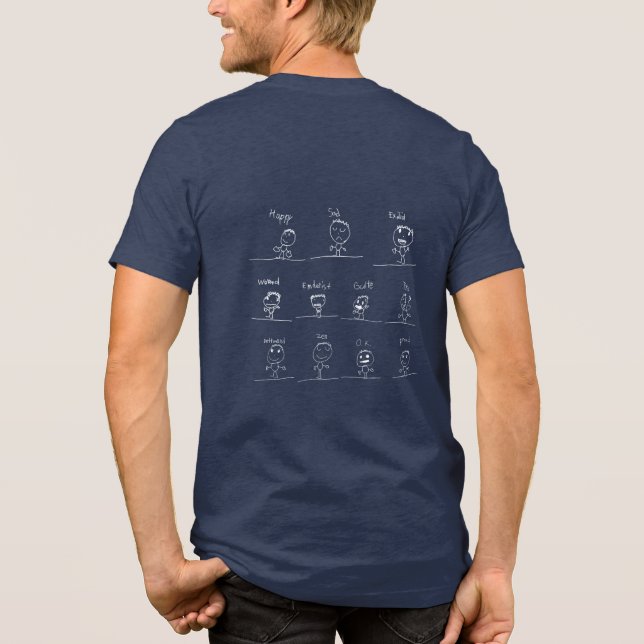 Happy Gefühls T-Shirt - Tri-Blend Erwachsene Shirt (Rückseite)