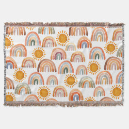 Happy Gelb Sonnenschein und boho Regenbogenfarbe  Decke