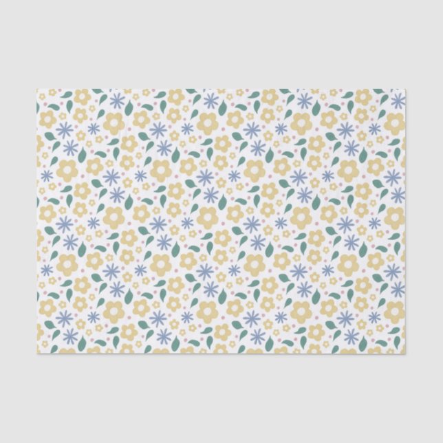 Happy gelb und blau Blumenpapier Seidenpapier (Vorderseite)