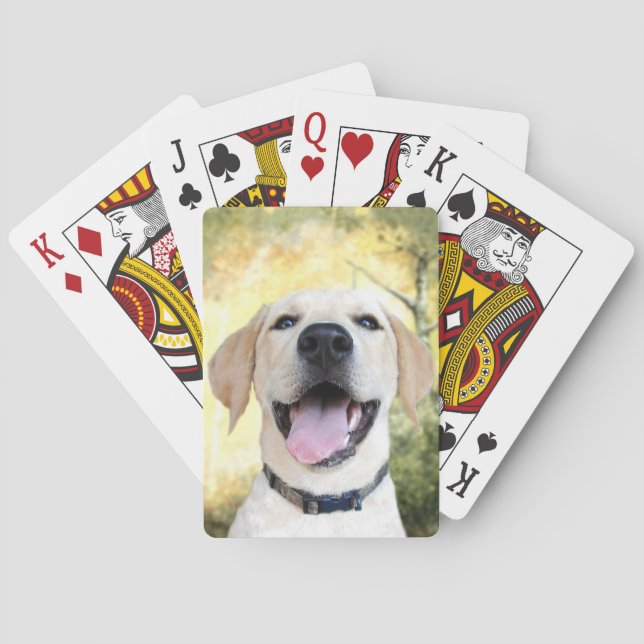 Happy gelbe Labrador Spielkarten (Rückseite)