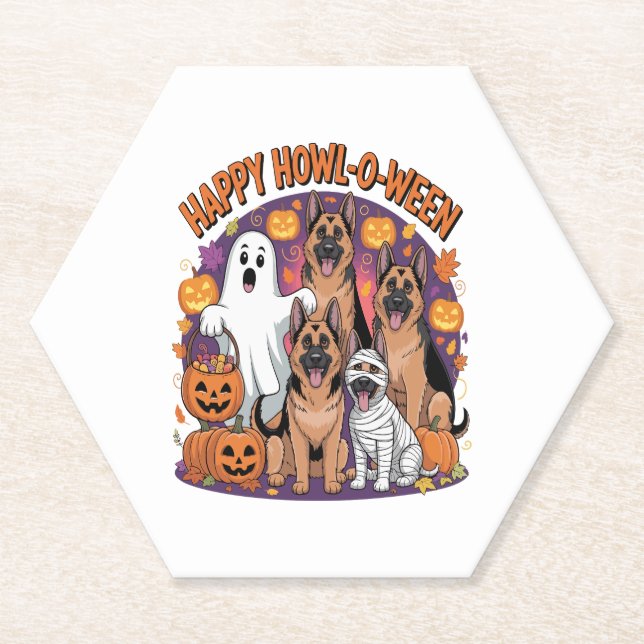 Happy German Shepherd Halloween Untersetzer (Vorderseite)