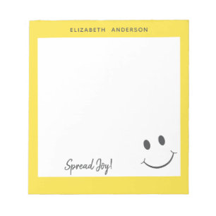 Happy-Gesicht lächelnd Spread Joy Name hinzufügen Notizblock