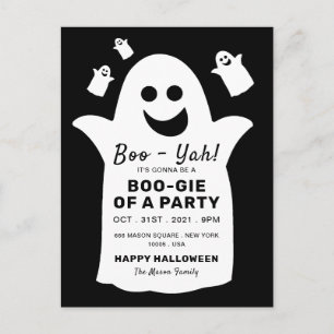 Happy Ghost, Black Halloween Party Invitation