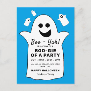 Happy Ghost, Blue Halloween Party Invitation