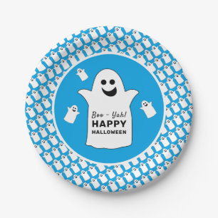 Happy Ghost, Blue Halloween-Party Pappteller