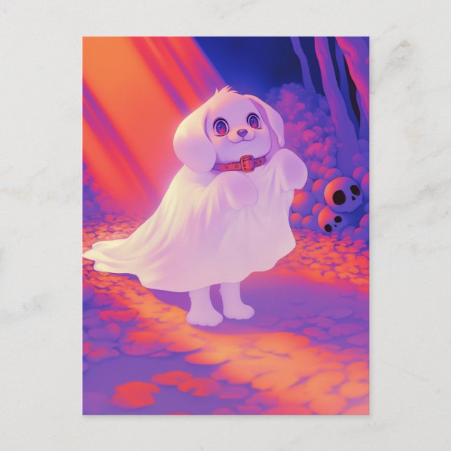 Happy Ghost Dog Postkarte (Vorderseite)