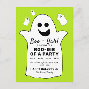 Happy Ghost, Green Halloween Party Invitation